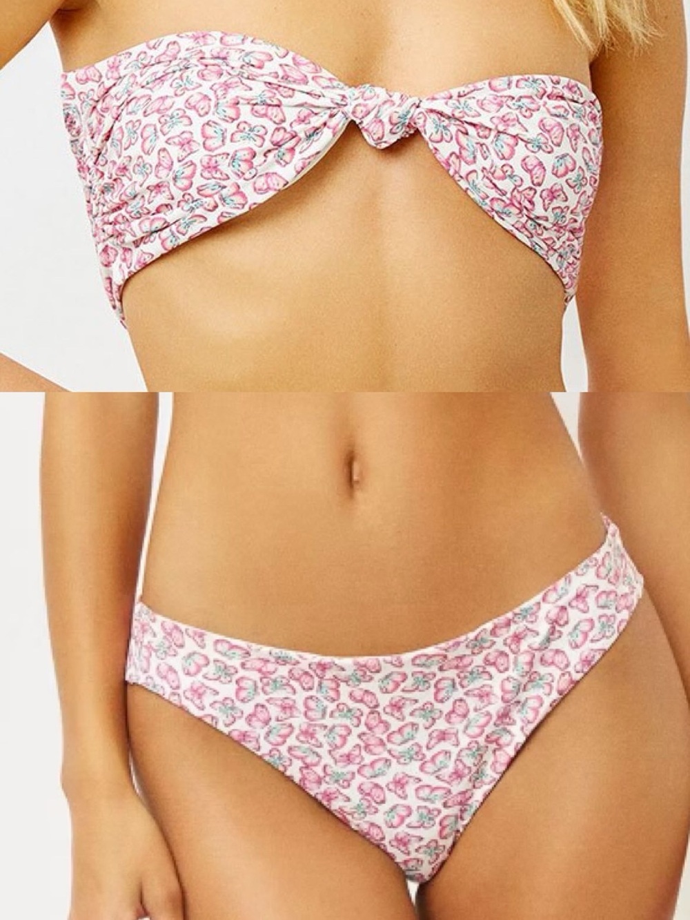 Frankie’s Bikini Carrie Bandeau Top Taylor Bottom Papillon Butterfly Pink Large